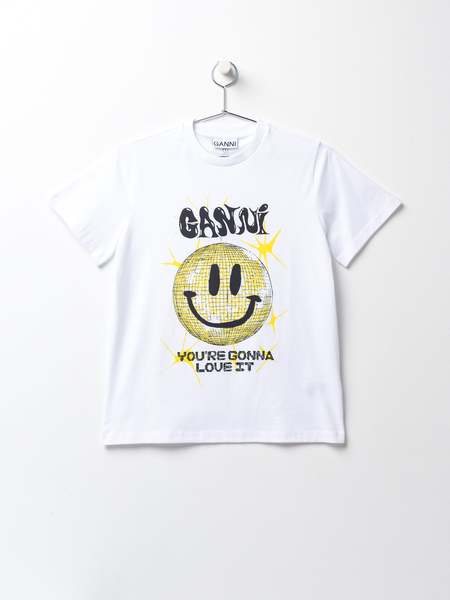 Ganni Basic Jersey Smiley Relaxed T-shirt - Bright White