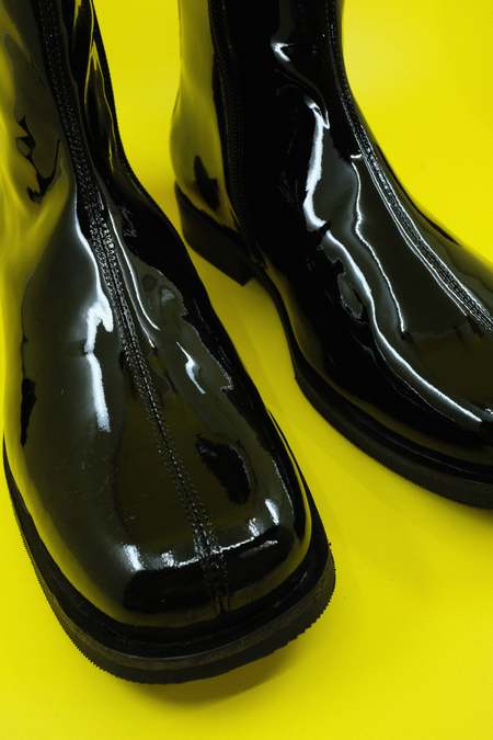 Our Legacy Patent Leather Slim Camion Boot - Black