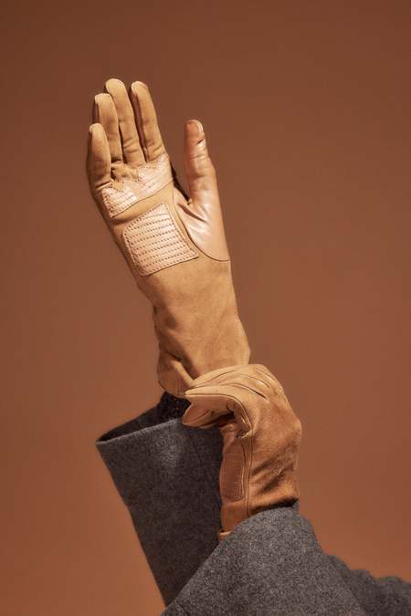 Clyde Moto Lambskin Gloves - Taupe Green