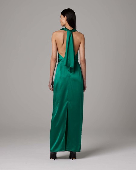 VOZ Convertible Halter Dress - Emerald/Aubergine/Silver Mink