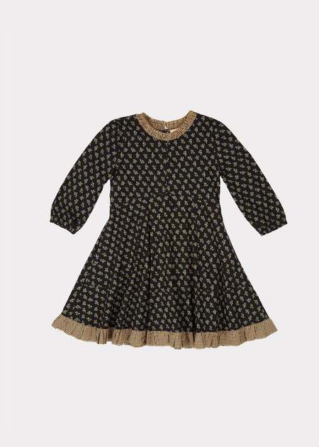 Kids Caramel CRANE DRESS - BLACK/YELLOW SMALL FLORAL