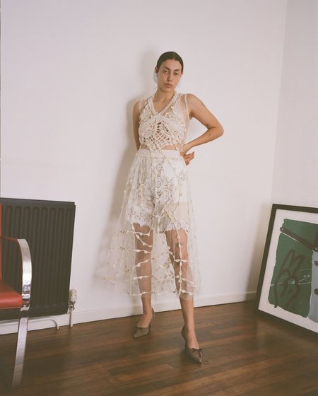 Sydney Pimbley Crochet Dot Dress - White