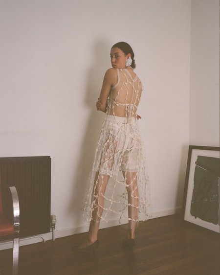 Sydney Pimbley Crochet Dot Dress - White