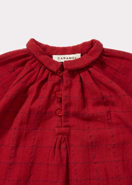 Kids Caramel HADDON BABY BLOUSE - RED STABSTITCH