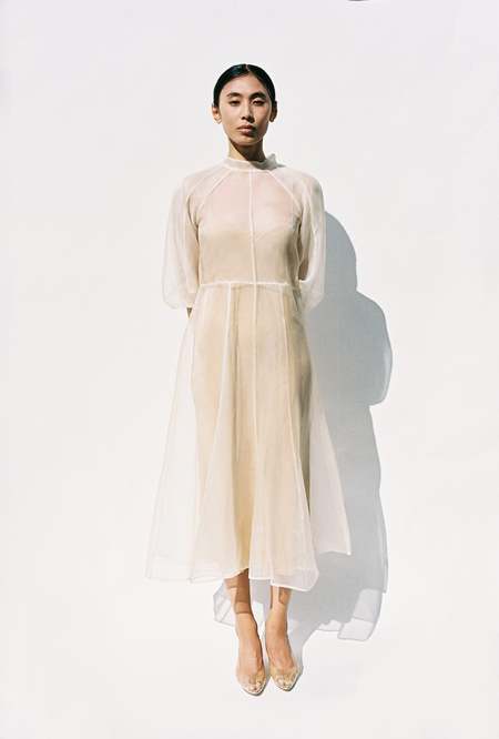 Kamperett Meiere Silk Organza Midi Dress - Ivory