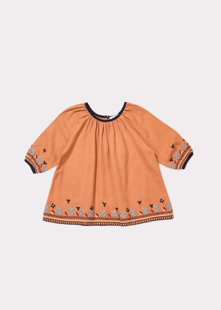 Kids Caramel LYDFORD EMBROIDERY BABY DRESS - PERSIMMON