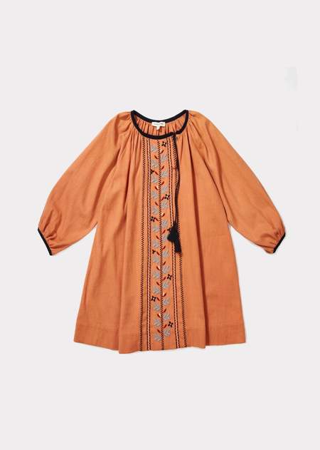 Kids Caramel Lydford Embroidery Dress - Persimmon