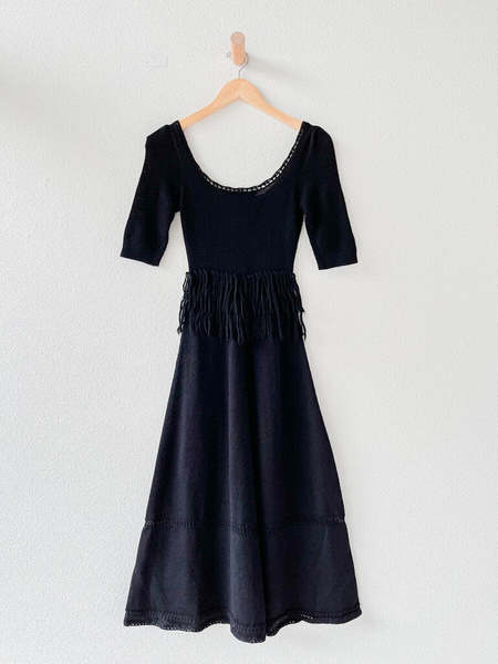 Rachel Comey Alpaca Knit Fringe Dress - Black