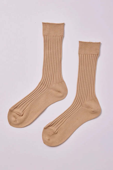Atelier Delphine Ribbed Silky Cotton Socks - Sand