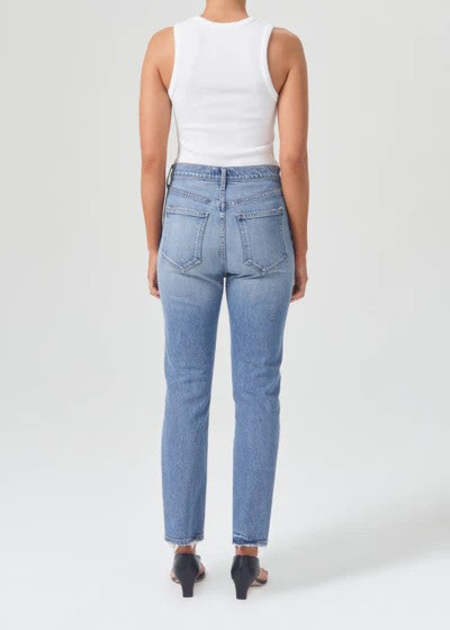 Agolde Riley Long High Rise Straight Stretch Jeans - Cove