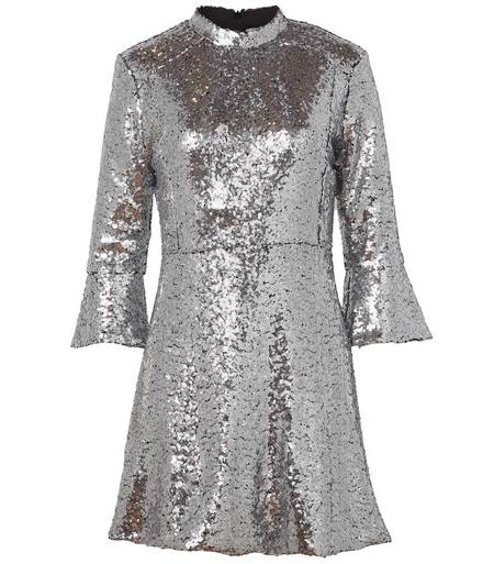 HVN Sequin Mini Ashley Dress - Silver Sequin