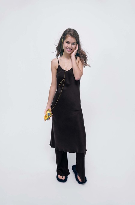 Silk Laundry 90S SLIP DRESS - BLACK