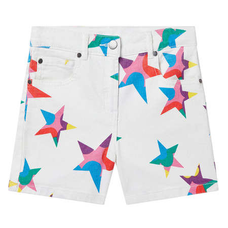 Kids Stella McCartney Child Denim Shorts - White With Pop Stars Print