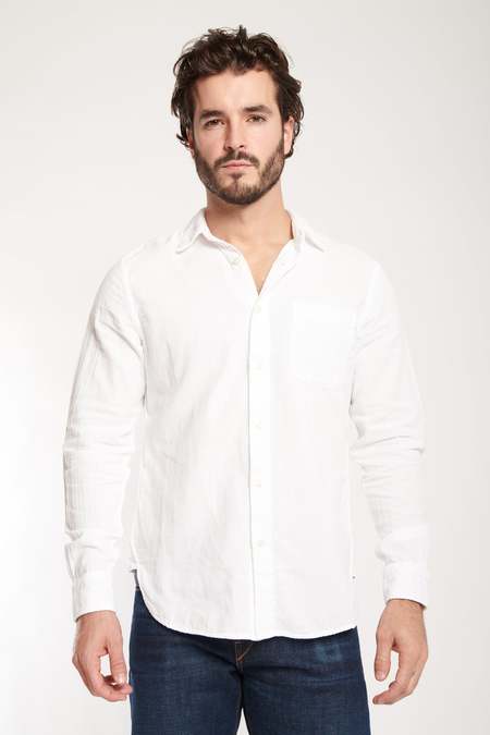 KATO CONSIGNMENT THE RIPPER DOUBLE GAUZE LS SHIRT - White/NAVY