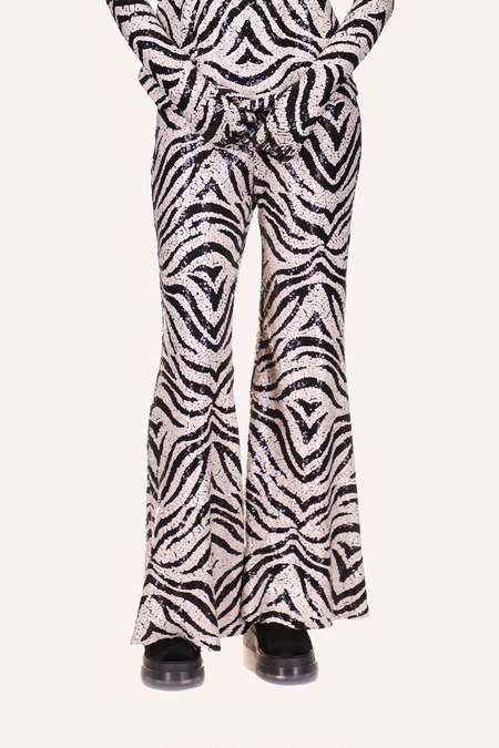 Anna Sui Zebra Sequin Pants - Black Multi